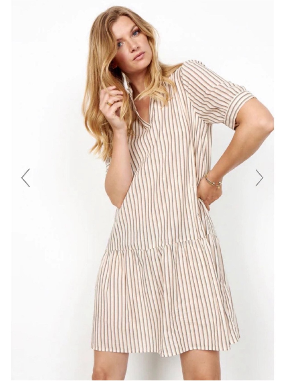 Casual puffy sleeves Striped Mini Dress